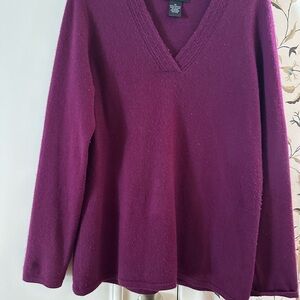 Elegant V-Neck Cashmere Sweater in Rich Purple